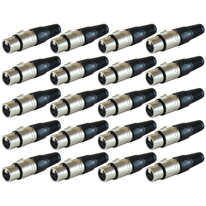 GLS Audio XLR Female Plugs Connectors XLR-F Plug - 20 Pack - Image 1